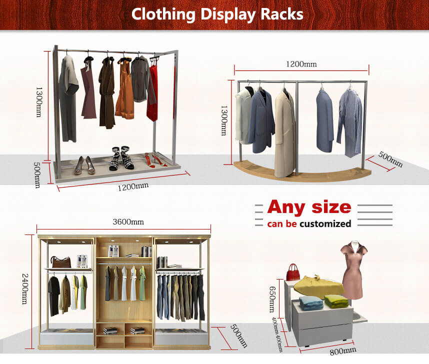 clothing display tables size