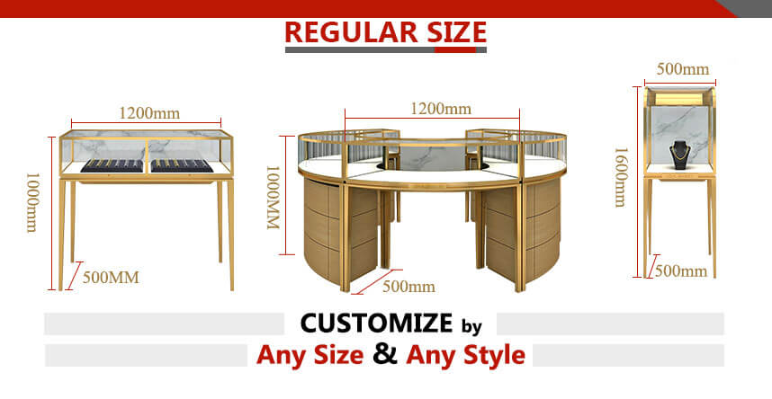 jewelry showcases size jewelry showcases size