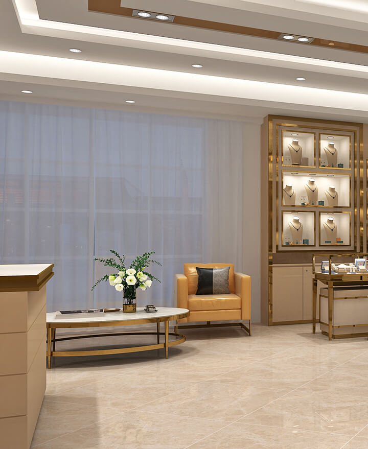 jewellery showroom reception sofa and table
