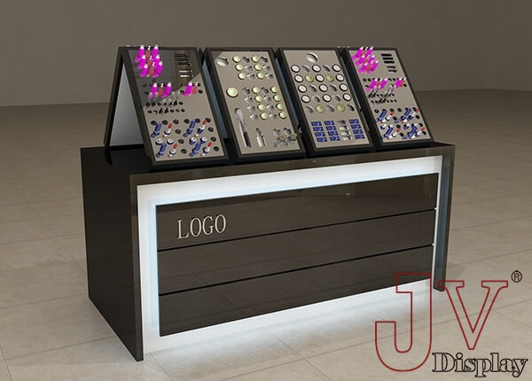 wooden makeup counter