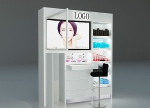 Custom white professional makeup furniture