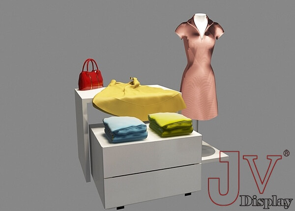 wooden clothing display tables