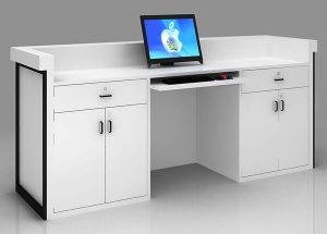 Cloth shop counter design white baking finish