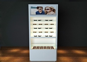 Optical showroom display design white lastest