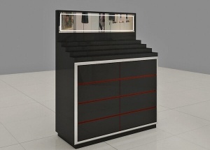 Retail makeup display units black wooden