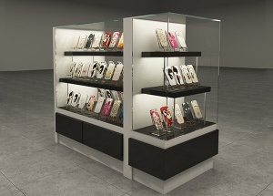 Glass kiosk display showcase for phone accessories multilayer