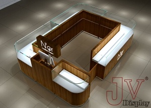 jewelry display showcase l shape wood veneer