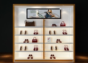 Retail shoe store display racks wall fashion female