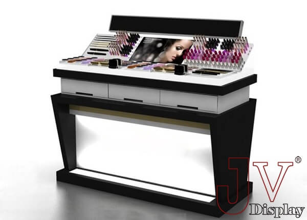 white black makeup counter