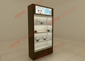 Jewelry wall case black with glass door