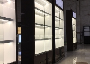 Jewelry wall case black with glass door