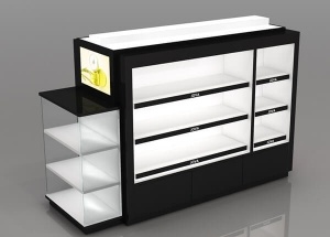 Convenience store shelving  black gondola wooden three-shelf