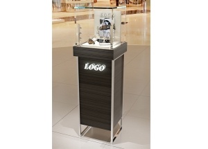 Square pedestal case display freestanding glass top
