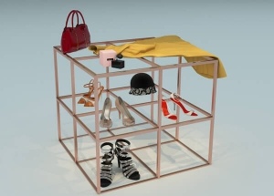 Full vision square table 3 tire metal acrylic glass