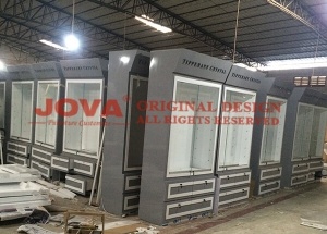 Wooden wall unit for shop custom made