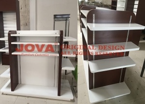 Wooden gondola rack shop for pharmacy cosmetic
