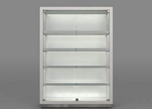 Glass display cabinet adjustable 5 shelves white wall mounted