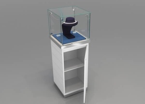 Pedestal display stand white jewelry case freestanding