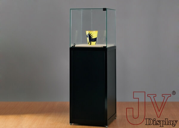 black pedestal showcase