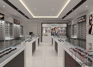 Frame displays for eyeglasses wall display with glass shelves