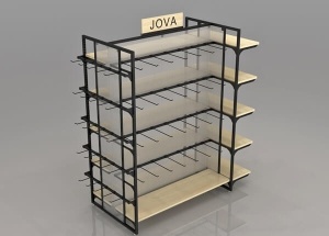 4 side gondola shelving with wooden shelves metal slatwall