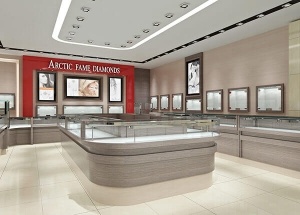 Latest jewellery showroom design with display furniture