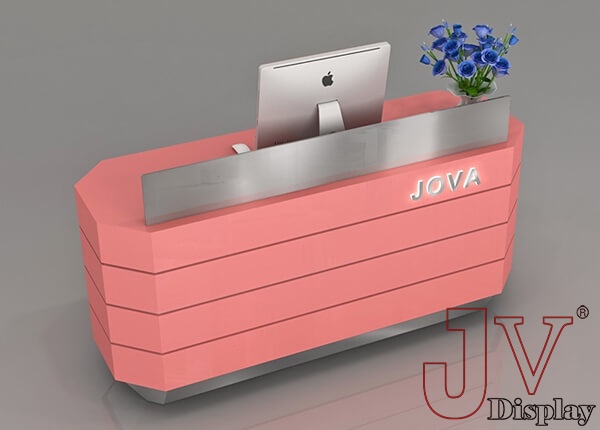 wooden reception counter
