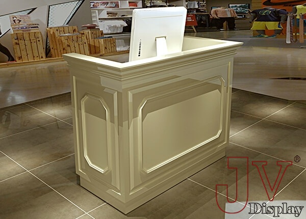 wooden reception desk