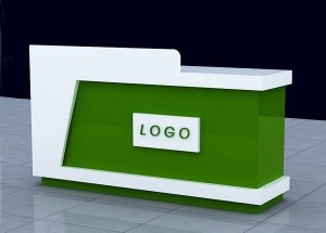 Small reception counter design white and green