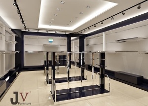 Men clothes boutique interior design display racks