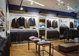 menswear store design with clothing display furniture