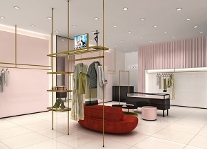 clothes rack and shelves wall mounted for shop interior