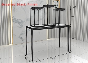 jewelry display table with 3 glass jewelry cases