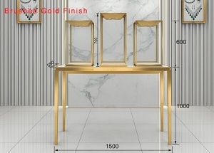 jewelry display table with 3 glass jewelry cases