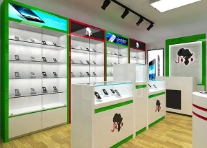 mobile shop interior decoration phone counter display