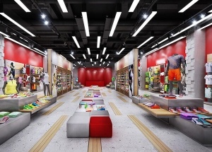 sports shop interior design with display furniture