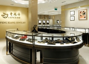 jewellery shop furniture design curved jewelry showcases